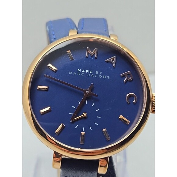 Marc Jacobs Sally Rose Gold Blue Leather Wrap Watch Womens New Battery Quartz - Picture 4 of 11